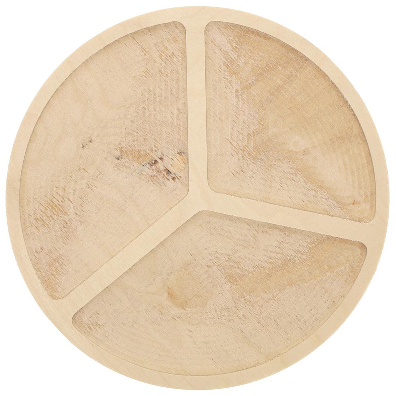 Welled Wood Surface, Circle With Trio Shaped, 10" X 10", For Wooden Trays, Crafts And Decorations, Welled Center For Resin Design Or Paint - Decoupage, Engraving, Wood Burning